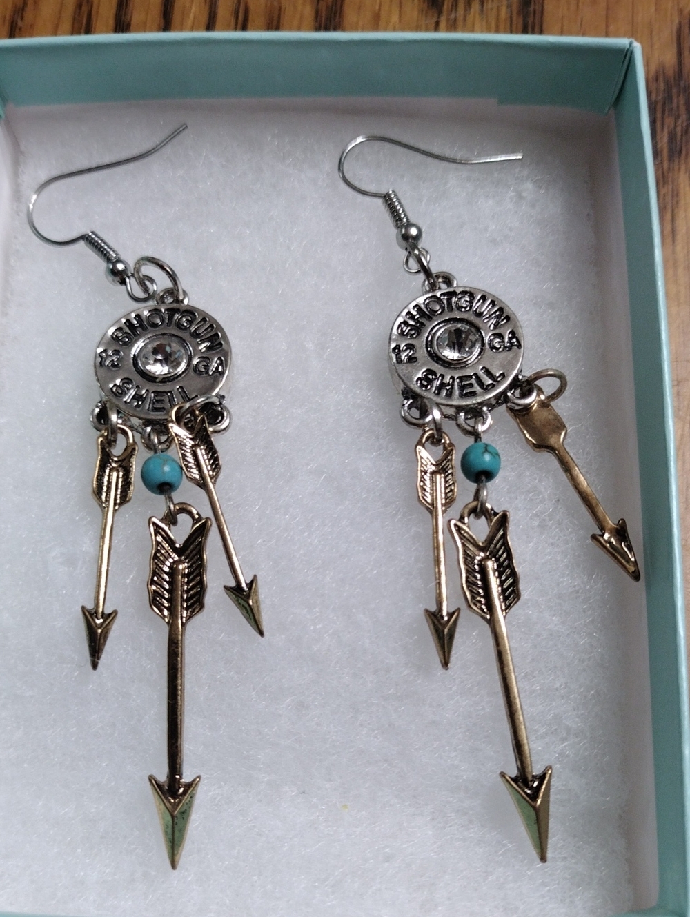 Boho Arrow & Turquoise Dangle Earrings - Silver and Turquoise